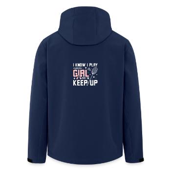 Jouez au badminton comme une fille essaie de suivre le rythme - Veste softshell homme en polyester recyclé Stanley/Stella - marine - Dos - AI Model Male 185 light (185cm)