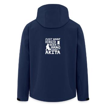 Just want drink beer and hang with my Akita - Men’s Recycled Softshell Jacket by Stanley/Stella - navy - Back - AI Model Male 185 light (185cm)