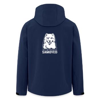 Samoyed life is better Dog Dogs Wilsigns - Men’s Recycled Softshell Jacket by Stanley/Stella - navy - Back - AI Model Male 185 light (185cm)