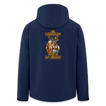 Lederhosenhirsch mit Bierkrug - Recycelte Männer Softshell-Jacke von Stanley/Stella - Navy - Hinten - AI Model Male 185 light (185cm)