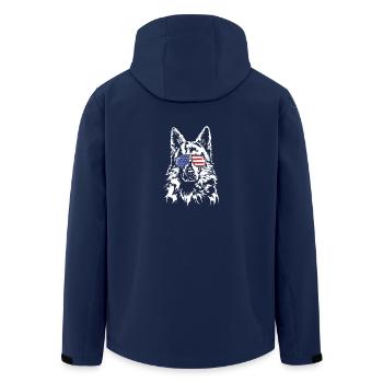 WHITE SWISS SHEEPDOG America Flag Dogs - Men’s Recycled Softshell Jacket by Stanley/Stella - navy - Back - AI Model Male 185 light (185cm)
