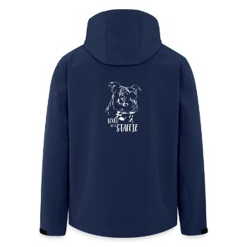 STAFFORDSHIRE BULL TERRIER loved by a Staffie Hund - Recycelte Männer Softshell-Jacke von Stanley/Stella - Navy - Hinten - AI Model Male 185 light (185cm)