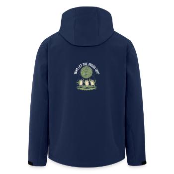 Qui a laissé sortir les Frogs ? - Autocollant de grenouille mignonne - Veste softshell homme en polyester recyclé Stanley/Stella - marine - Dos - AI Model Male 185 light (185cm)