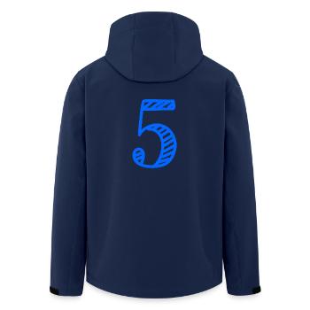 5 JAHRE. 5-jähriges JUBILÄUM. GEBURTSTAG 5 JAHRE. 5 - Recycelte Männer Softshell-Jacke von Stanley/Stella - Navy - Hinten - AI Model Male 185 light (185cm)