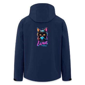 Cute Cat - Multicolored Drips Love - Men’s Recycled Softshell Jacket by Stanley/Stella - navy - Back - AI Model Male 185 light (185cm)
