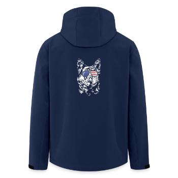Hungarian Mudi America Flag Sunglasses Dogs - Men’s Recycled Softshell Jacket by Stanley/Stella - navy - Back - AI Model Male 185 light (185cm)