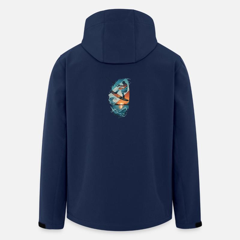 Sunset Waves Kiteboard-Porträt - Recycelte Männer Softshell-Jacke von Stanley/Stella - Navy