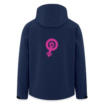 feminist - Men’s Recycled Softshell Jacket by Stanley/Stella - navy - Back - AI Model Male 185 light (185cm)