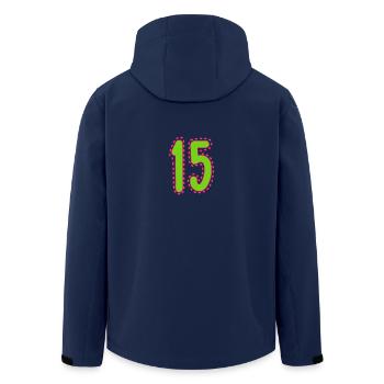 15. 15 JAHRE. 15. JAHRESTAG. 15-JÄHRIGES JUBILÄUM. - Recycelte Männer Softshell-Jacke von Stanley/Stella - Navy - Hinten - AI Model Male 185 light (185cm)
