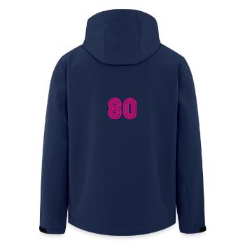 80. 80 YEARS. 80th ANNIVERSARY. 80TH BIRTHDAY. - Men’s Recycled Softshell Jacket by Stanley/Stella - navy - Back - AI Model Male 185 light (185cm)