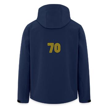 ANNIVERSARY. HAPPY BIRTHDAY. HAPPY BIRTHDAY. - Men’s Recycled Softshell Jacket by Stanley/Stella - navy - Back - AI Model Male 185 light (185cm)