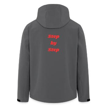 Schritt für Schritt Typografie - Recycelte Männer Softshell-Jacke von Stanley/Stella - Anthrazit - Hinten - AI Model Male 185 light (185cm)