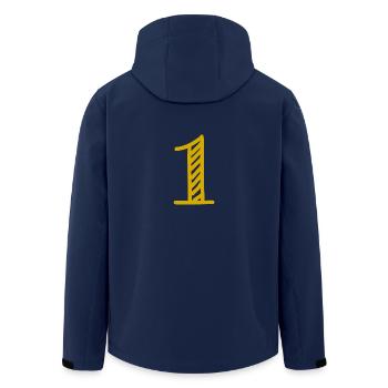 1 AN. 1er ANNIVERSAIRE. ANNIVERSAIRE 1 AN. CHIFFRE - Veste softshell homme en polyester recyclé Stanley/Stella - marine - Dos - AI Model Male 185 light (185cm)