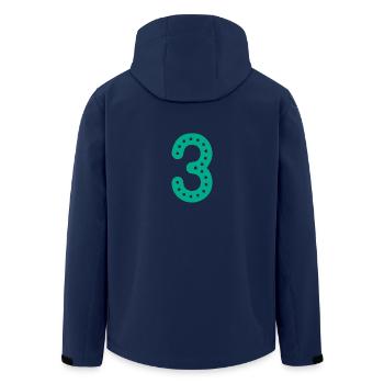 3 YEARS. 3rd ANNIVERSARY. BIRTHDAY 3 YEARS. 3 - Men’s Recycled Softshell Jacket by Stanley/Stella - navy - Back - AI Model Male 185 light (185cm)