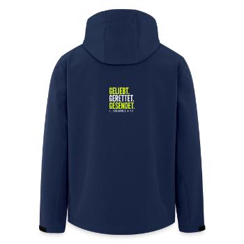 Geliebt. Gerettet. Gesendet. – 1. Johannes 4,10 - Recycelte Männer Softshell-Jacke von Stanley/Stella - Navy - Hinten - AI Model Male 185 light (185cm)