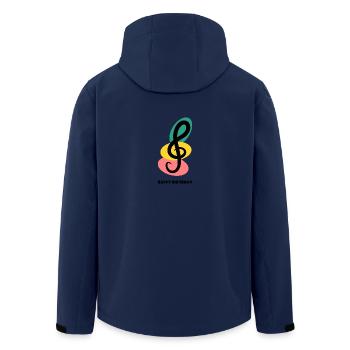 JAHRESTAG. ALLES GUTE ZUM GEBURTSTAG!. ALLES GUTE ZUM GEBURTSTAG!. - Recycelte Männer Softshell-Jacke von Stanley/Stella - Navy - Hinten - AI Model Male 185 light (185cm)