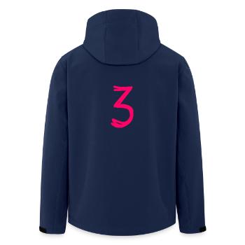 3 YEARS. 3rd ANNIVERSARY. BIRTHDAY 3 YEARS. THREE - Men’s Recycled Softshell Jacket by Stanley/Stella - navy - Back - AI Model Male 185 light (185cm)