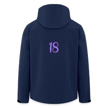 18. 18 JAHRE ALT. 18-JÄHRIGES JUBILÄUM. GEBURTSTAG 18 JAHRE. - Recycelte Männer Softshell-Jacke von Stanley/Stella - Navy - Hinten - AI Model Male 185 light (185cm)