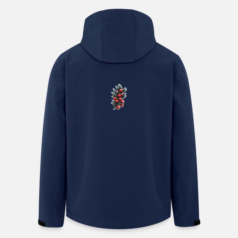 Roter Beerenzweig Blattmuster - Recycelte Männer Softshell-Jacke von Stanley/Stella - Navy