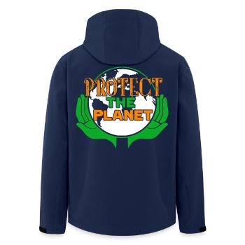 Earth Day Protect The Planet Earth - Men’s Recycled Softshell Jacket by Stanley/Stella - navy - Back - AI Model Male 185 light (185cm)