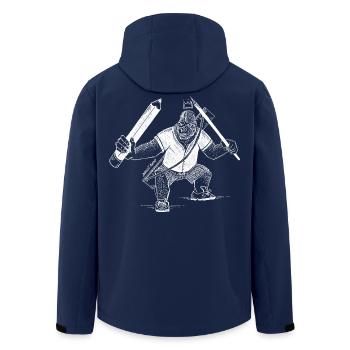 Creative King Gorilla – Der Chef mit dem Stift - Recycelte Männer Softshell-Jacke von Stanley/Stella - Navy - Hinten - AI Model Male 185 light (185cm)