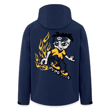 Garçon avec rollers et flammes tribals - Veste softshell homme en polyester recyclé Stanley/Stella - marine - Dos - AI Model Male 185 light (185cm)