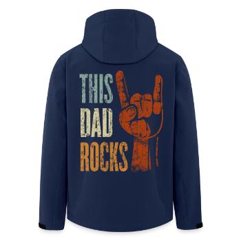 This Dad Rocks Rock n Roll Heavy Metal Geschenk - Recycelte Männer Softshell-Jacke von Stanley/Stella - Navy - Hinten - AI Model Male 185 light (185cm)