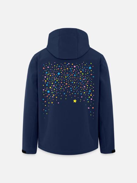 Silvester. Buntes Konfetti mit Sternen. - Recycelte Männer Softshell-Jacke von Stanley/Stella - Navy