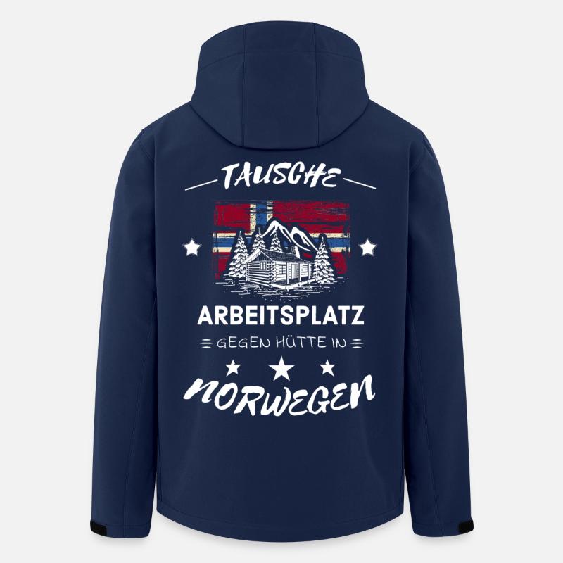 Tausche Arbeitsplatz gegen Hütte Norwegen Spruch - Recycelte Männer Softshell-Jacke von Stanley/Stella - Navy