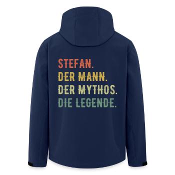 Stefan Vorname Der Mann Der Mythos Die Legende - Recycelte Männer Softshell-Jacke von Stanley/Stella - Navy - Hinten - AI Model Male 185 light (185cm)