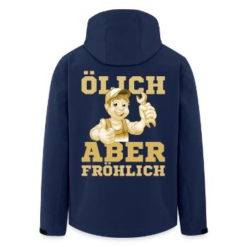 Öl & Fröhlicher Mechaniker - Recycelte Männer Softshell-Jacke von Stanley/Stella - Navy - Hinten - AI Model Male 185 light (185cm)