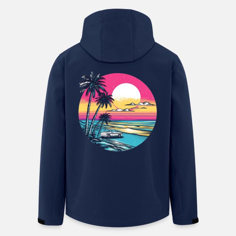 Retro sunset on the beach - Men’s Recycled Softshell Jacket by Stanley/Stella - navy