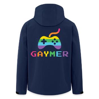 LGBTQ Pride Month - Gaymer Pixel Schriftart - Recycelte Männer Softshell-Jacke von Stanley/Stella - Navy - Hinten - AI Model Male 185 light (185cm)