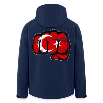 Poing de main drapeau turc utilisé - Veste softshell homme en polyester recyclé Stanley/Stella - marine - Dos - AI Model Male 185 light (185cm)