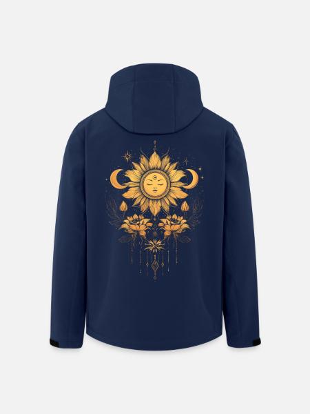 Bohemian Sonne Boho Mond Blumen Blüten Geschenk - Recycelte Männer Softshell-Jacke von Stanley/Stella - Navy