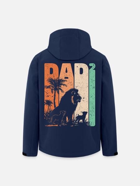 Vatertag Löwe Papa Hoch Zwei Kinder Geschenk - Recycelte Männer Softshell-Jacke von Stanley/Stella - Navy
