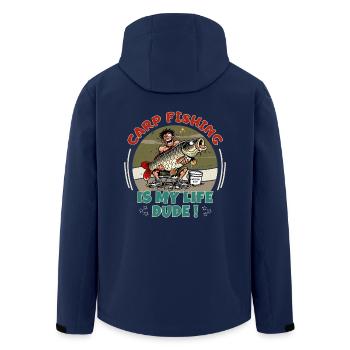 Karpfenangeln ist mein Leben Kumpel Humor-Trophäe - Recycelte Männer Softshell-Jacke von Stanley/Stella - Navy - Hinten - AI Model Male 185 light (185cm)