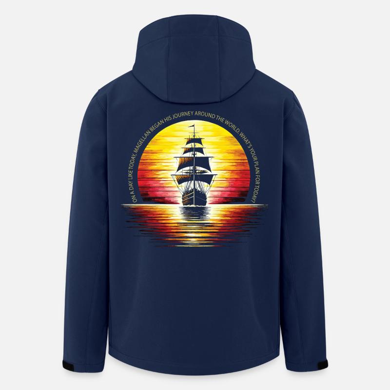Sailing Ship Sunset Adventure - Men’s Recycled Softshell Jacket by Stanley/Stella - navy