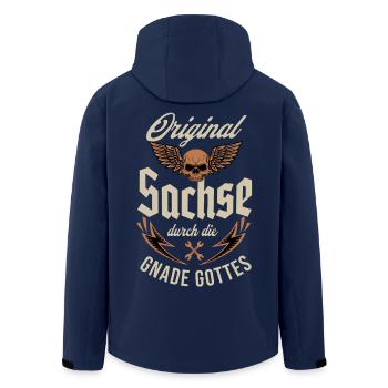 Original Sachse durch die Gnade Gottes - Recycelte Männer Softshell-Jacke von Stanley/Stella - Navy - Hinten - AI Model Male 185 light (185cm)