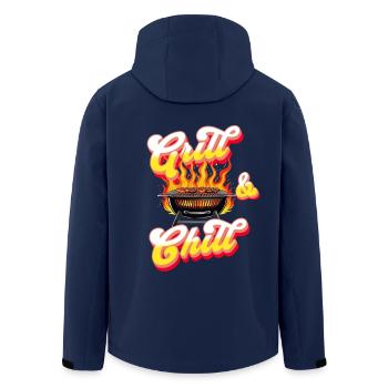 Grill and Chill BBQ Grillmeister Retro - Recycelte Männer Softshell-Jacke von Stanley/Stella - Navy - Hinten - AI Model Male 185 light (185cm)