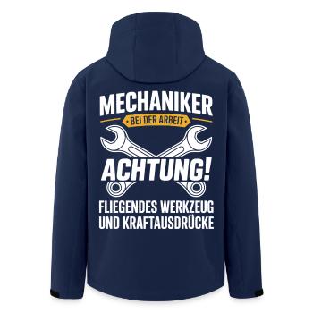Mechaniker Werkstatt fluchen lustig - Recycelte Männer Softshell-Jacke von Stanley/Stella - Navy - Hinten - AI Model Male 185 light (185cm)