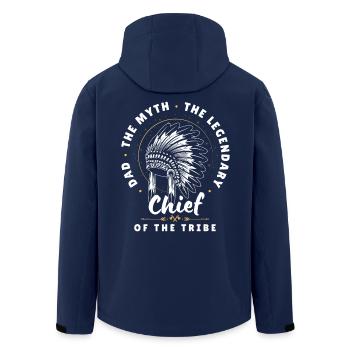 Papa Häuptling des Stammes-Kopfschmuck-Designs - Recycelte Männer Softshell-Jacke von Stanley/Stella - Navy - Hinten - AI Model Male 185 light (185cm)
