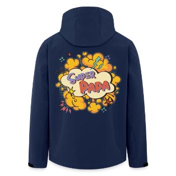 Super Papa Comic Explosion - Recycelte Männer Softshell-Jacke von Stanley/Stella - Navy - Hinten - AI Model Male 185 light (185cm)