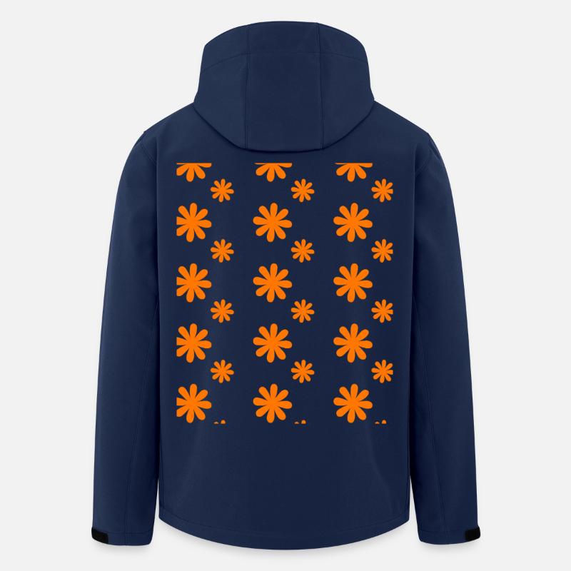 Orangene Blüten auf Schwarz - Recycelte Männer Softshell-Jacke von Stanley/Stella - Navy