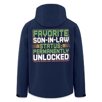 Schwiegermutter Retro Lustiger Schwiegervater - Recycelte Männer Softshell-Jacke von Stanley/Stella - Navy - Hinten - AI Model Male 185 light (185cm)