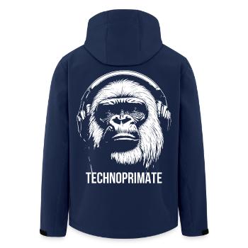 Techno Primate Kopfhörer Ape Art # 4 Weiß - Recycelte Männer Softshell-Jacke von Stanley/Stella - Navy - Hinten - AI Model Male 185 light (185cm)