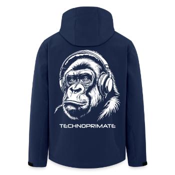 Techno Primate Kopfhörer Ape Art #3 Weiß - Recycelte Männer Softshell-Jacke von Stanley/Stella - Navy - Hinten - AI Model Male 185 light (185cm)