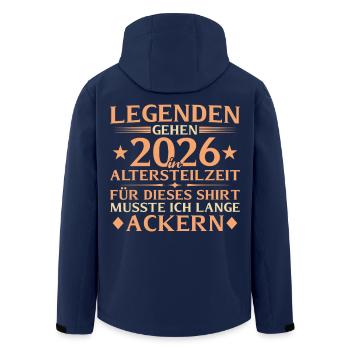 Altersteilzeit 2026 - Lange Ackern Frührente - Recycelte Männer Softshell-Jacke von Stanley/Stella - Navy - Hinten - AI Model Male 185 light (185cm)