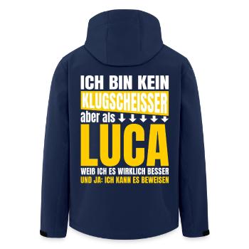 Luca Klugscheißer - Recycelte Männer Softshell-Jacke von Stanley/Stella - Navy - Hinten - AI Model Male 185 light (185cm)