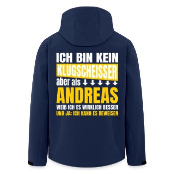 Ich bin kein Klugscheisser Andreas - Recycelte Männer Softshell-Jacke von Stanley/Stella - Navy - Hinten - AI Model Male 185 light (185cm)